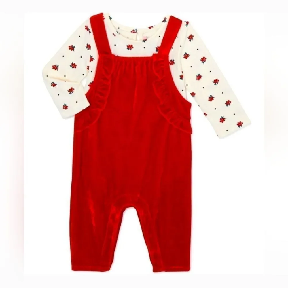 New baby girl Christmas outfit bundle of overall outfit sets